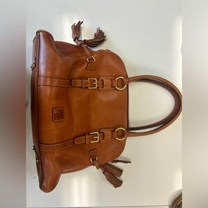 Dooney & Bourke Cognac Dome Satchel with Handles and Tassels